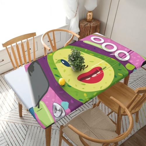 YKLJG Tischdecke mit Avocado-Cartoon-Motiv, 152 cm, rechteckig, wasserdicht, waschbar, Tischdecken, Schutz für Esstische, 76 x 152 cm von YKLJG