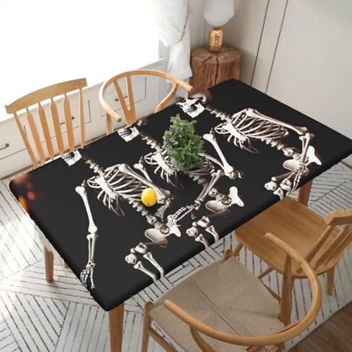 YKLJG Tischdecke mit Halloween-Skelett-Totenkopf-Motiv, 152 cm, rechteckig, wasserdicht, waschbar, Tischdecken, Schutz für Esstische YKLJG Tischdecke mit Halloween-Skelett-Totenkopf-Motiv, 152 cm, rechteckig, wasserdicht, waschbar, Tischdecken, Schutz für Esstische von YKLJG