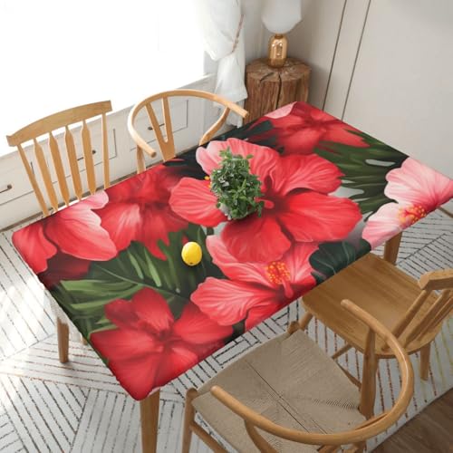 YKLJG Tischdecke mit Hibiskusblumen-Druck, 152 cm, rechteckig, wasserdicht, waschbar, Tischdecken, Schutz für Esstische, 76 x 152 cm YKLJG Tischdecke mit Hibiskusblumen-Druck, 152 cm, rechteckig, wasserdicht, waschbar, Tischdecken, Schutz für Esstische, 76 x 152 cm von YKLJG
