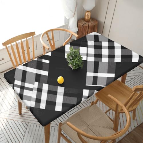 YKLJG Tischdecke mit Karomuster, 152 cm, rechteckig, wasserdicht, waschbar, Tischdecken, Schutz für Esstische, Schwarz und Weiß YKLJG Tischdecke mit Karomuster, 152 cm, rechteckig, wasserdicht, waschbar, Tischdecken, Schutz für Esstische, Schwarz und Weiß von YKLJG