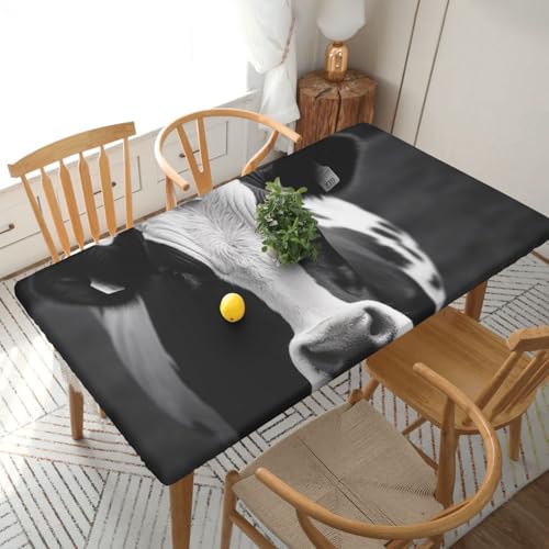 YKLJG Tischdecke mit Kuhmotiv, rechteckig, wasserdicht, waschbar, 152 cm, Schwarz und Weiß YKLJG Tischdecke mit Kuhmotiv, rechteckig, wasserdicht, waschbar, 152 cm, Schwarz und Weiß von YKLJG