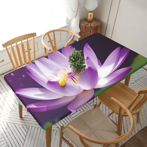YKLJG Tischdecke mit Lotusblüte, bedruckt, 152 cm, rechteckig, wasserdicht, waschbar, Tischdecke für Esstische, 76 x 152 cm, Violett YKLJG Tischdecke mit Lotusblüte, bedruckt, 152 cm, rechteckig, wasserdicht, waschbar, Tischdecke für Esstische, 76 x 152 cm, Violett von YKLJG
