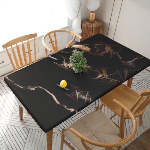 YKLJG Tischdecke mit Marmor-Aufdruck, 152 cm, rechteckig, wasserdicht, waschbar, Tischdecke für Esstische, Schwarz / Rotgold YKLJG Tischdecke mit Marmor-Aufdruck, 152 cm, rechteckig, wasserdicht, waschbar, Tischdecke für Esstische, Schwarz / Rotgold von YKLJG