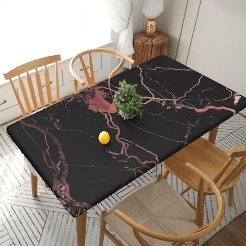 YKLJG Tischdecke mit Marmor-Aufdruck, 152 cm, rechteckig, wasserdicht, waschbar, Tischdecke für Esstische, Schwarz / Rotgold YKLJG Tischdecke mit Marmor-Aufdruck, 152 cm, rechteckig, wasserdicht, waschbar, Tischdecke für Esstische, Schwarz / Rotgold von YKLJG