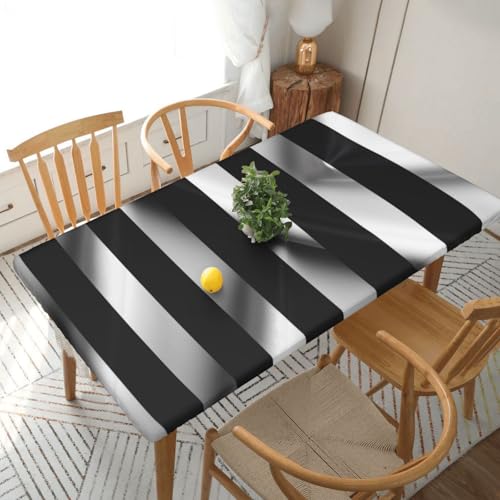 YKLJG Tischdecke mit Streifen-Motiv, 76 x 152 cm, rechteckig, wasserdicht, waschbar, Tischdecke für Esstische, Schwarz und Weiß YKLJG Tischdecke mit Streifen-Motiv, 76 x 152 cm, rechteckig, wasserdicht, waschbar, Tischdecke für Esstische, Schwarz und Weiß von YKLJG