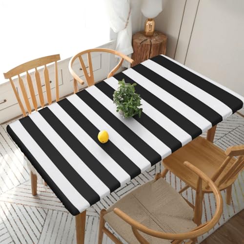 YKLJG Tischdecke mit Streifendruck, 152 cm, rechteckig, wasserdicht, waschbar, Tischdecke für Esstische, Schwarz und Weiß YKLJG Tischdecke mit Streifendruck, 152 cm, rechteckig, wasserdicht, waschbar, Tischdecke für Esstische, Schwarz und Weiß von YKLJG