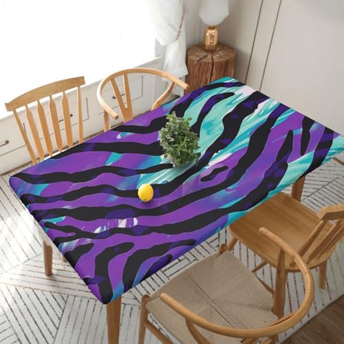 YKLJG Tischdecke mit Zebrastreifen, rechteckig, wasserdicht, waschbar, 152 cm, Violett, Blau, Grün, Tarnmuster, Tischdecke für Esstische YKLJG Tischdecke mit Zebrastreifen, rechteckig, wasserdicht, waschbar, 152 cm, Violett, Blau, Grün, Tarnmuster, Tischdecke für Esstische von YKLJG