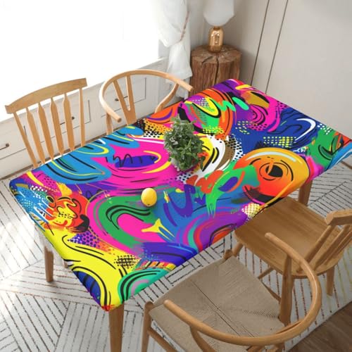 YKLJG Tischdecke mit buntem Sprühmuster, 152 cm, rechteckig, wasserdicht, waschbar, Tischdecken für Esstische YKLJG Tischdecke mit buntem Sprühmuster, 152 cm, rechteckig, wasserdicht, waschbar, Tischdecken für Esstische von YKLJG