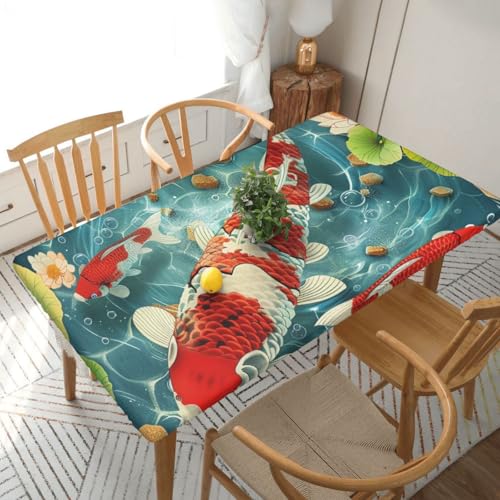 YKLJG Tischdecke mit japanischen Koi-Fischen, bedruckt, 152 cm, rechteckig, wasserdicht, waschbar, Tischdecken, Schutz für Esstische, 76 x 152 cm YKLJG Tischdecke mit japanischen Koi-Fischen, bedruckt, 152 cm, rechteckig, wasserdicht, waschbar, Tischdecken, Schutz für Esstische, 76 x 152 cm von YKLJG