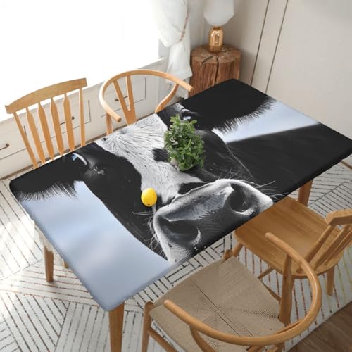 YKLJG Tischdecke mit lustigem Kuhkopf, 1,52 m, rechteckig, wasserdicht, waschbar, Tischdecke für Esstische, 152 cm, Schwarz / Weiß YKLJG Tischdecke mit lustigem Kuhkopf, 1,52 m, rechteckig, wasserdicht, waschbar, Tischdecke für Esstische, 152 cm, Schwarz / Weiß von YKLJG