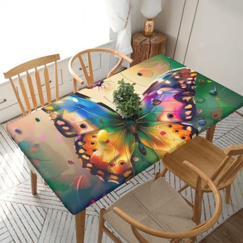 YKLJG Tischdecke mit schönem Schmetterlings-Motiv, 152 cm, rechteckig, wasserdicht, waschbar, Tischdecken, Schutz für Esstische YKLJG Tischdecke mit schönem Schmetterlings-Motiv, 152 cm, rechteckig, wasserdicht, waschbar, Tischdecken, Schutz für Esstische von YKLJG