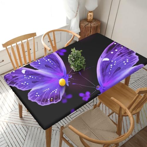 YKLJG Tischdecke mit schönem Schmetterlingsmotiv, 152 cm, rechteckig, wasserdicht, waschbar, Tischdecken für Esstische, 152 cm, Violett YKLJG Tischdecke mit schönem Schmetterlingsmotiv, 152 cm, rechteckig, wasserdicht, waschbar, Tischdecken für Esstische, 152 cm, Violett von YKLJG