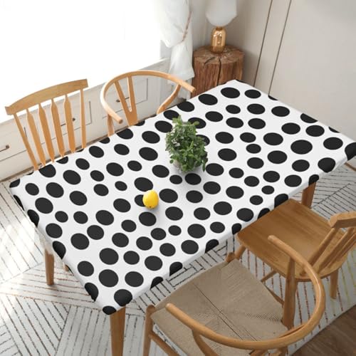 YKLJG Tischdecke mit schwarz-weißen Punkten, 76 x 152 cm, rechteckig, wasserdicht, waschbar, Tischdecke für Esstische YKLJG Tischdecke mit schwarz-weißen Punkten, 76 x 152 cm, rechteckig, wasserdicht, waschbar, Tischdecke für Esstische von YKLJG