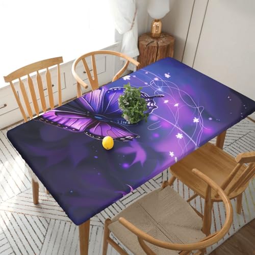 YKLJG Tischdecke mit süßem violettem Schmetterling, 152 cm, rechteckig, wasserdicht, waschbar, Tischdecken, Schutz für Esstische YKLJG Tischdecke mit süßem violettem Schmetterling, 152 cm, rechteckig, wasserdicht, waschbar, Tischdecken, Schutz für Esstische von YKLJG