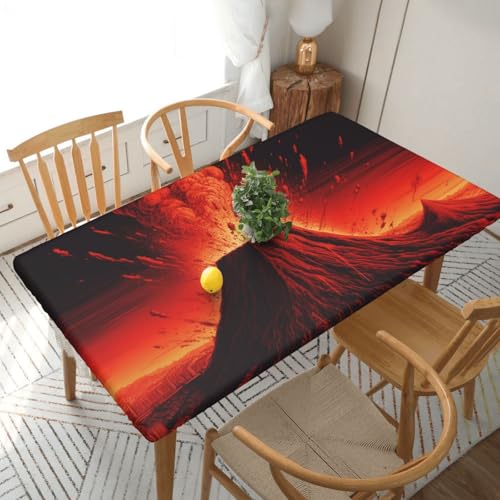 YKLJG Volcano Bedruckte Tischdecke, 152 cm, rechteckig, wasserdicht, waschbar, Tischdecken, Schutz für Esstische YKLJG Volcano Bedruckte Tischdecke, 152 cm, rechteckig, wasserdicht, waschbar, Tischdecken, Schutz für Esstische von YKLJG