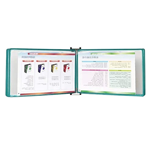 An der Wand montiertes A4-Poster-Flip-Book-Display, mit 5 Feldern und 10 Taschen zur Präsentation, Dokumenten-Organizer aus PVC und Metall(Green) von YKMYXZ