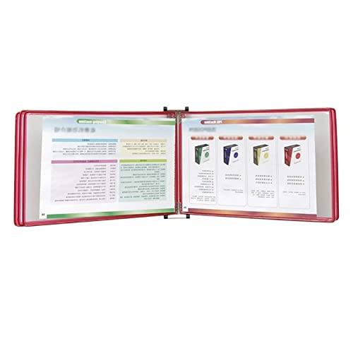 An der Wand montiertes A4-Poster-Flip-Book-Display, mit 5 Feldern und 10 Taschen zur Präsentation, Dokumenten-Organizer aus PVC und Metall(Red) von YKMYXZ