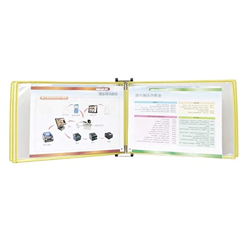 An der Wand montiertes A4-Poster-Flip-Book-Display, mit 5 Feldern und 10 Taschen zur Präsentation, Dokumenten-Organizer aus PVC und Metall(Yellow) von YKMYXZ
