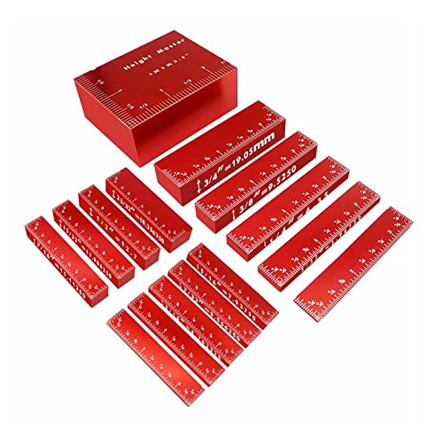 YKMYXZ Einrichtungsblöcke Guage， 17-teilige Aluminium-Setup-Stangen for Oberfräsen- und Tischkreissägen-Zubehör1/16 Holzbearbeitungsarbeiten schnell einrichten und messen von YKMYXZ