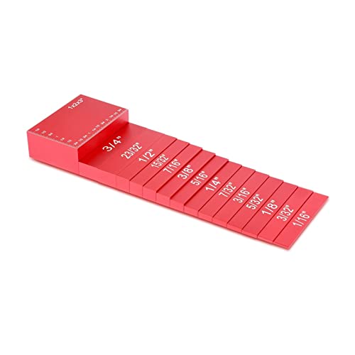 Einrichtungsblöcke Guage， 15-teilige Aluminium-Einrichtungsstangen for Oberfräsen- und Tischkreissägenzubehör1/16 Holzbearbeitungsarbeiten schnell einrichten und messen(Red) von YKMYXZ