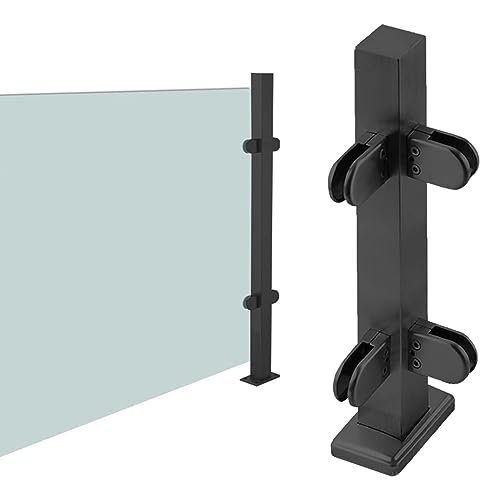 Glasgeländerpfosten mit Klemmen, rahmenlose Trennsäule for Deckgeländer, Zaunbaluster, einfache Installation(Black corner,150cm(59")) von YKMYXZ