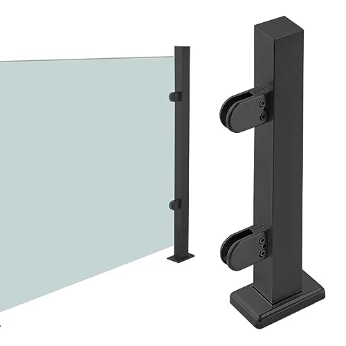 Glasgeländerpfosten mit Klemmen, rahmenlose Trennsäule for Deckgeländer, Zaunbaluster, einfache Installation(Black end Post,150cm(59")) von YKMYXZ