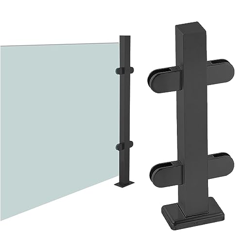 Glasgeländerpfosten mit Klemmen, rahmenlose Trennsäule for Deckgeländer, Zaunbaluster, einfache Installation(Black mid Post,90cm(35 3/8")) von YKMYXZ