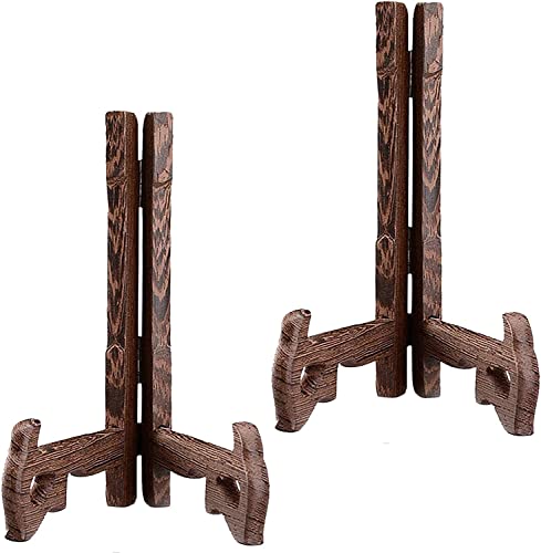 Plattenständer， Displayständer 2 Stück Holz Orativ Display Snd, Staffelei Teller Fotohalter(7inch) von YKMYXZ