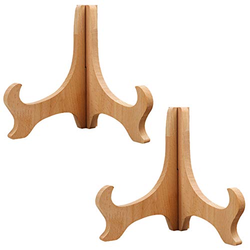 Plattenständer， Tellerhalter und -teller aus Buchenholz, Staffelei Redeteller for die Hausrede, Teekuchen, Bilderrahmen, Steinmalerei(8inch) von YKMYXZ