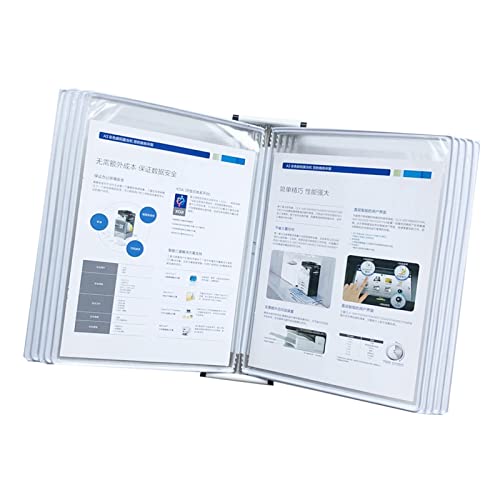 Referenz- und Anzeigesystem for die Wandmontage, wandmontierter Page-Flip-Ordner, 10 doppelseitige Felder, transparenter A4-Loseblatt-Anzeigeständer(White) von YKMYXZ