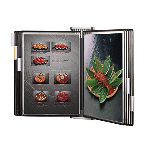 Wandmontierter Katalog-Präsentationsständer, Wandreferenzsystem mit 10 Präsentationsfächern, 20 Blatt Kapazität, Deluxe-Katalog-Präsentationsständer, for Restaurantmenüs von YKMYXZ
