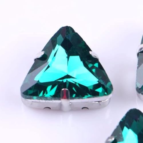 YKMYXZ, 18 mm, 50 Stück/Packung, dreieckige Glas-Strasssteine ​​zum Aufnähen mit Krallen-Strass-Metallbasis, Schnalle, Kristallstein, Diamant for Kleidung(Green) von YKMYXZ