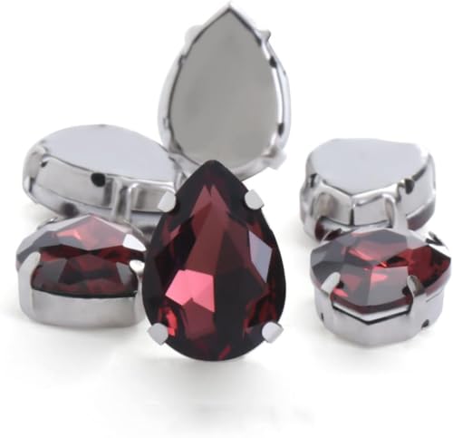 YKMYXZ, 30 Stück glitzernde Kristall-Strasssteine ​​zum Aufnähen auf Glassteine, Ornament, Diamantperlen for Kleider, DIY-Bastelarbeiten, Krallenbohrer-Zubehör(Wine Red,20x30mm30pcs) von YKMYXZ