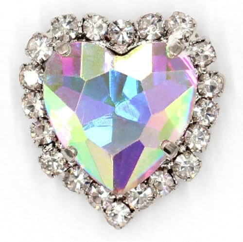 YKMYXZ, 50 Stück Herzform-Strasssteine ​​aus Glas mit Klaue for Aufnähen, Kristallstein, Metallbasis, Schnalle for Kleidung, Strass-Diamant-Strasssteine(Ab Color,18mm) von YKMYXZ