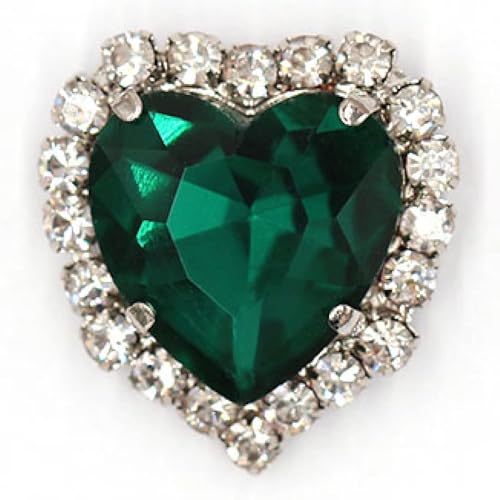 YKMYXZ, 50 Stück Herzform-Strasssteine ​​aus Glas mit Klaue for Aufnähen, Kristallstein, Metallbasis, Schnalle for Kleidung, Strass-Diamant-Strasssteine(Blackish Green,18mm) von YKMYXZ