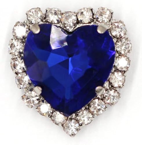 YKMYXZ, 50 Stück Herzform-Strasssteine ​​aus Glas mit Klaue for Aufnähen, Kristallstein, Metallbasis, Schnalle for Kleidung, Strass-Diamant-Strasssteine(Blue,10mm) von YKMYXZ