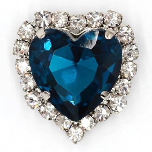 YKMYXZ, 50 Stück Herzform-Strasssteine ​​aus Glas mit Klaue for Aufnähen, Kristallstein, Metallbasis, Schnalle for Kleidung, Strass-Diamant-Strasssteine(Dark Blue,8mm) von YKMYXZ