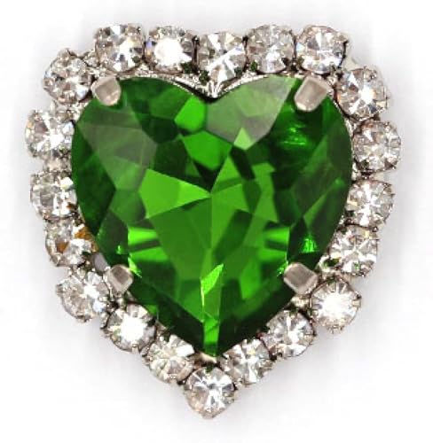 YKMYXZ, 50 Stück Herzform-Strasssteine ​​aus Glas mit Klaue for Aufnähen, Kristallstein, Metallbasis, Schnalle for Kleidung, Strass-Diamant-Strasssteine(Green,10mm) von YKMYXZ