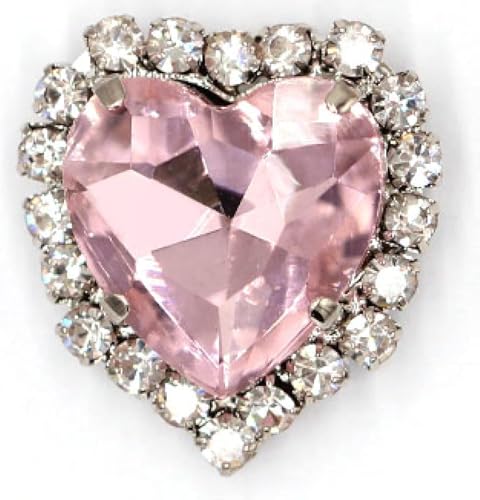 YKMYXZ, 50 Stück Herzform-Strasssteine ​​aus Glas mit Klaue for Aufnähen, Kristallstein, Metallbasis, Schnalle for Kleidung, Strass-Diamant-Strasssteine(Pink,10mm) von YKMYXZ
