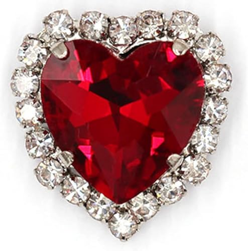 YKMYXZ, 50 Stück Herzform-Strasssteine ​​aus Glas mit Klaue for Aufnähen, Kristallstein, Metallbasis, Schnalle for Kleidung, Strass-Diamant-Strasssteine(Red,8mm) von YKMYXZ