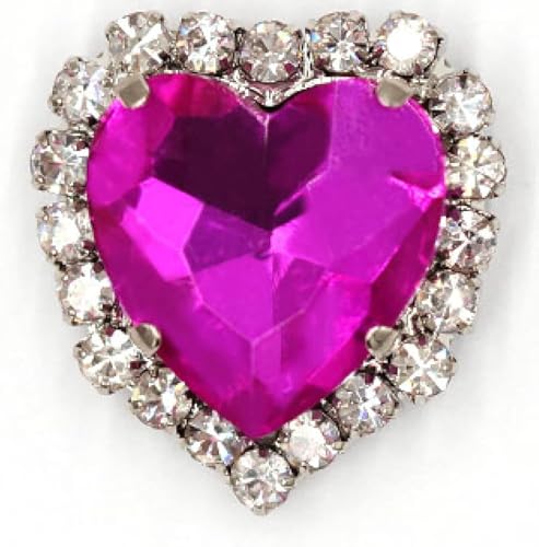 YKMYXZ, 50 Stück Herzform-Strasssteine ​​aus Glas mit Klaue for Aufnähen, Kristallstein, Metallbasis, Schnalle for Kleidung, Strass-Diamant-Strasssteine(Rose Red,10mm) von YKMYXZ