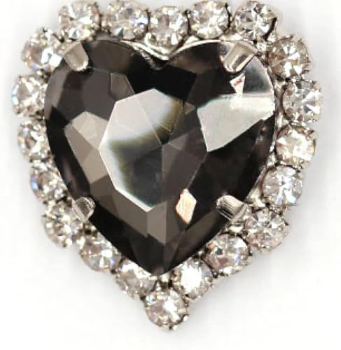 YKMYXZ, 50 Stück Herzform-Strasssteine ​​aus Glas mit Klaue for Aufnähen, Kristallstein, Metallbasis, Schnalle for Kleidung, Strass-Diamant-Strasssteine(Silver,12mm) von YKMYXZ