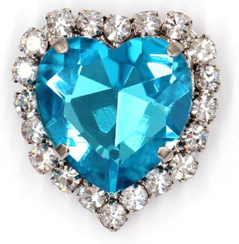 YKMYXZ, 50 Stück Herzform-Strasssteine ​​aus Glas mit Klaue for Aufnähen, Kristallstein, Metallbasis, Schnalle for Kleidung, Strass-Diamant-Strasssteine(Sky Blue,12mm) von YKMYXZ