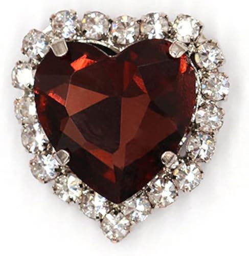 YKMYXZ, 50 Stück Herzform-Strasssteine ​​aus Glas mit Klaue for Aufnähen, Kristallstein, Metallbasis, Schnalle for Kleidung, Strass-Diamant-Strasssteine(Wine Red,14mm) von YKMYXZ