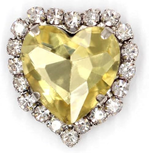 YKMYXZ, 50 Stück Herzform-Strasssteine ​​aus Glas mit Klaue for Aufnähen, Kristallstein, Metallbasis, Schnalle for Kleidung, Strass-Diamant-Strasssteine(Yellow,8mm) von YKMYXZ