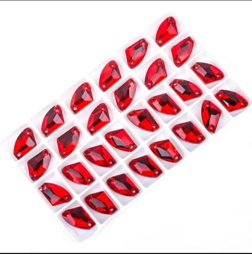 YKMYXZ, Aufgenähte Steine, flache Rückseite, Strasssteine, for Aufnähen, Kristalle, Bastelsteine, Glas-Strasssteine ​​für Kleidungszubehör(Red,9x14mm 48Pcs) von YKMYXZ