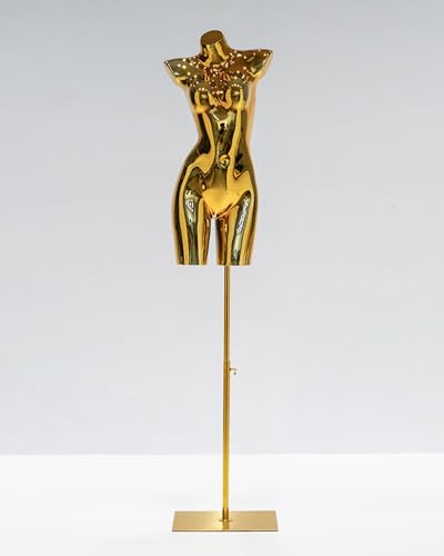 YKMYXZ, Einzelhandel Kleidung Kleid Form Spiegel Design, Dessous Bademode Display Dummy Modell Puppe Mit Metall Ständer(Gold,with Stand) von YKMYXZ
