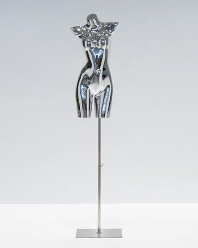 YKMYXZ, Einzelhandel Kleidung Kleid Form Spiegel Design, Dessous Bademode Display Dummy Modell Puppe Mit Metall Ständer(Silver,with Stand) von YKMYXZ