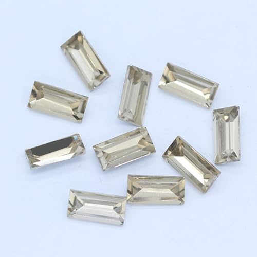 YKMYXZ, Farben Rechteck Punkt Folie Rückseite Glas Stein Facettierte Kristall Strass Nail Art Dekoration DIY Schmuck Machen Perlen(Beige,10x30mm 4pcs) von YKMYXZ