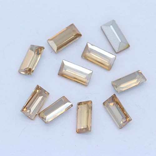 YKMYXZ, Farben Rechteck Punkt Folie Rückseite Glas Stein Facettierte Kristall Strass Nail Art Dekoration DIY Schmuck Machen Perlen(Gold,3x7mm 20pcs) von YKMYXZ